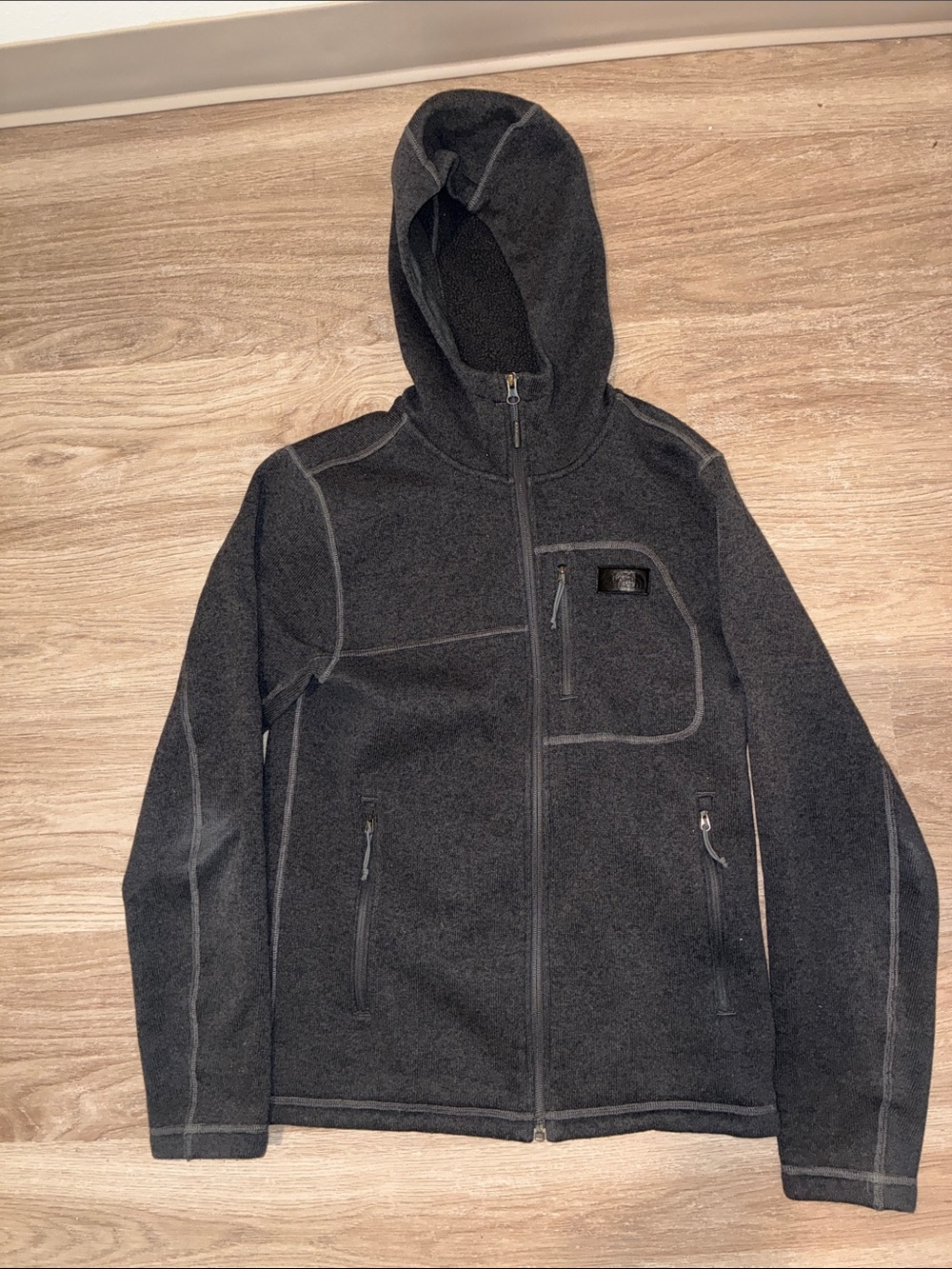 The North Face Grey Sweater Fleece Full-Zip Hoodie – Men’s S/P